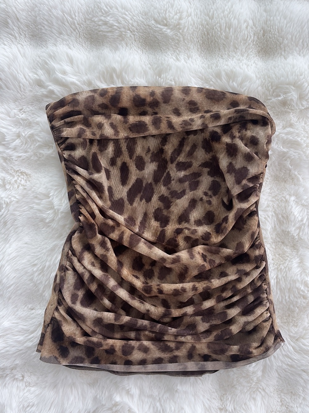 Zara Strapless Leopard Print Ruched Tube Top